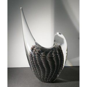 Art Glass Fumato Bird Figure by FM Konstglas of Ronneby Sweden